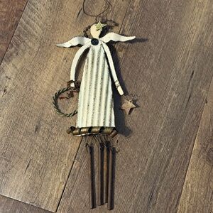 Primitive Rustic Metal Angel Wind Chime Small
